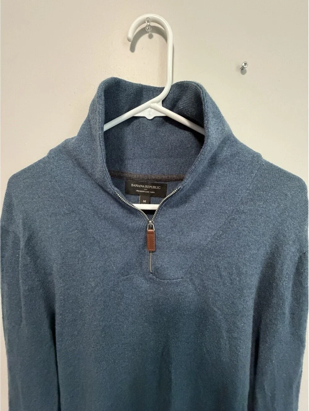 Banana Republic Premium Luxe Yarn Slate Blue Quarter Zip Sweater Mock Men’s M